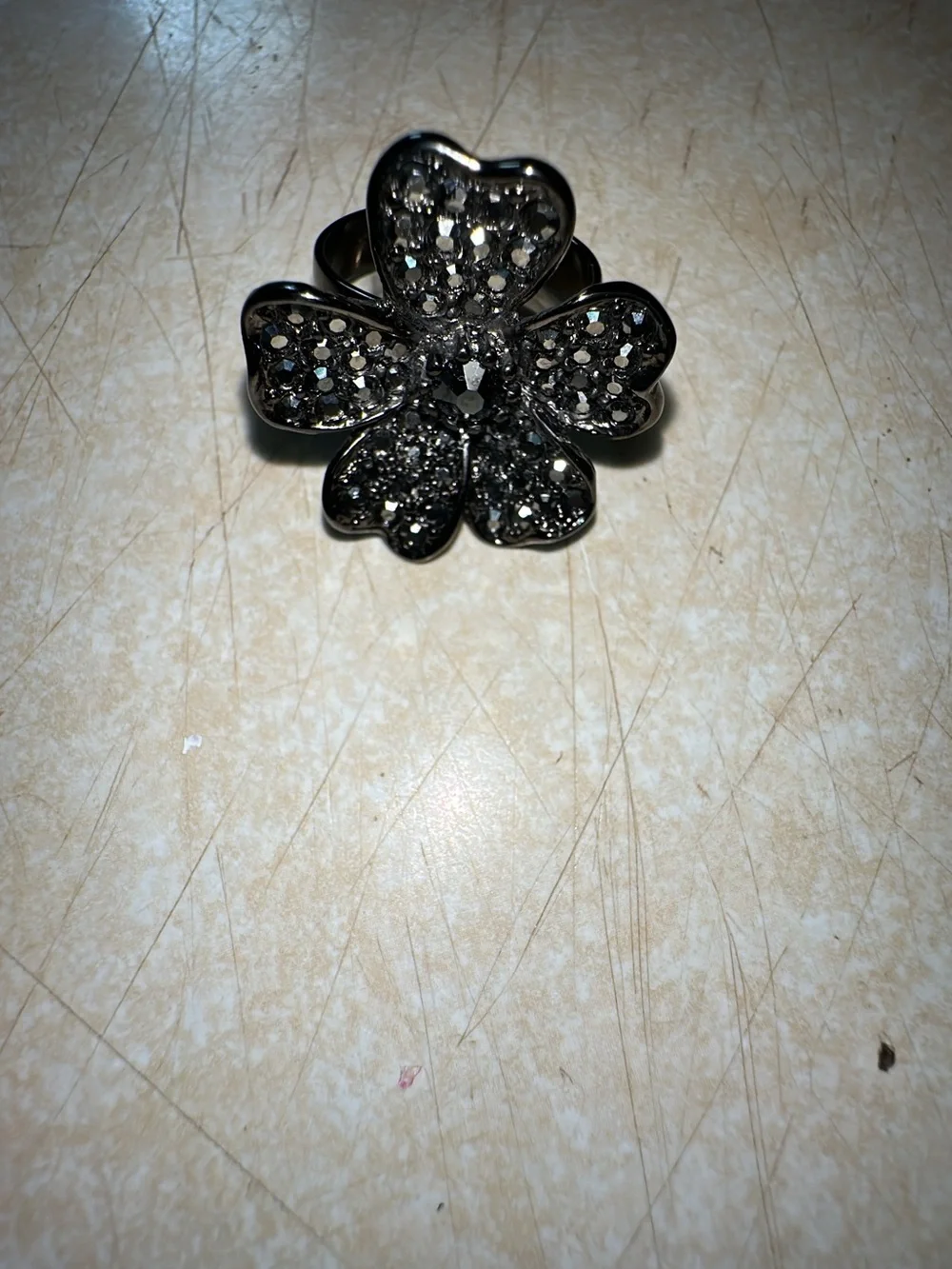 Sparkling Chocolate Flower Glittery Ring  with crystals .Women's Fashion Jewelry